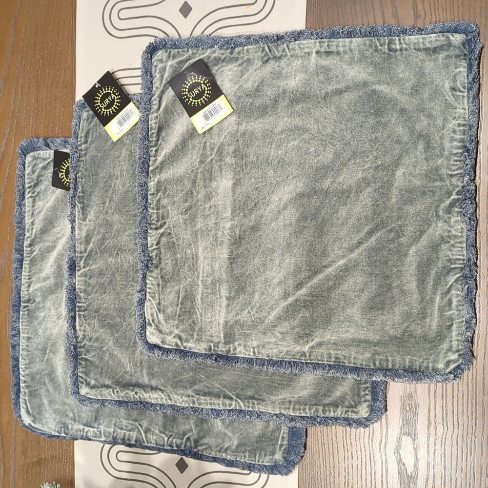 Three Grey Velvet Surya Pillows, 18" x 18"